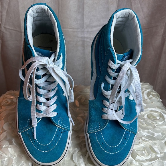 Vans of the wall Turquoise High Tops Sz skateboard shoe wmn size 6 men size 4.5 - Picture 6 of 8